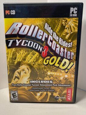 Roller Coaster Tycoon 3: Gold (PC CD-ROM, 2005, Frontier/ATARI) Disc + Manual